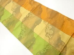 道長取りに草花模様織出し名古屋帯